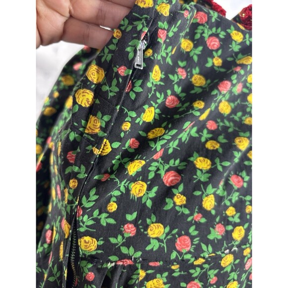 vintage 70s 60s Ditsy Floral Prairie Dress Long Sz M Cottagecore Metal Talon Zip - Picture 4 of 16